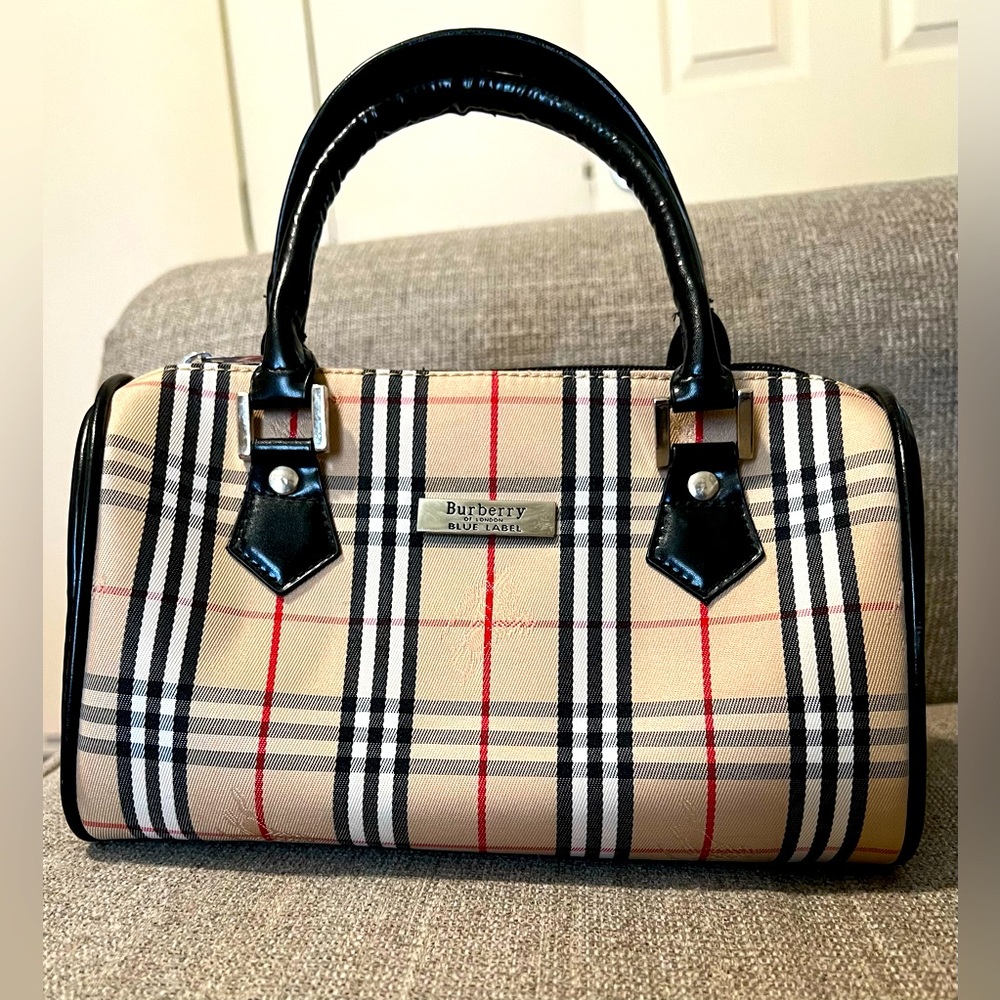 BURBERRY of London Blue Label Nova Check Print Mini handbag. Canvas and Leather.